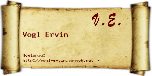 Vogl Ervin névjegykártya